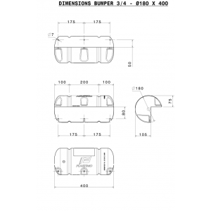 Bumper dritto bianco ø cm. 25 x 90 - Ricambi Nautici Boranautica