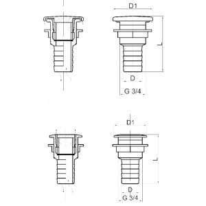 Sfiato incasso dritto pg. ø mm.19 - Ricambi Nautici Boranautica