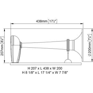 Tromba cromata 24v. 12/20mt - Ricambi Nautici Boranautica